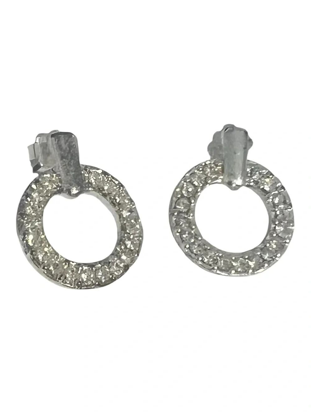 Silvertone earrings pierced clear stones
